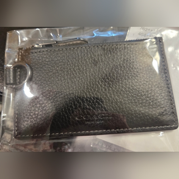 Black Coach Leather Mini Skinny ID Card Case Unisex (NWT) - Picture 4 of 4
